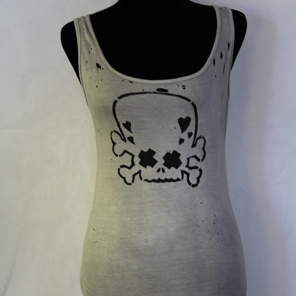 Girl Skull Handmade Distressed Destroyed Shirt